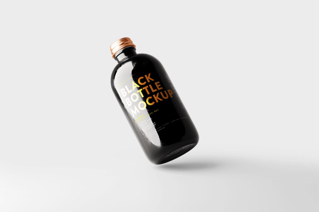 Glass Bottle Mockup of 5 Different Views