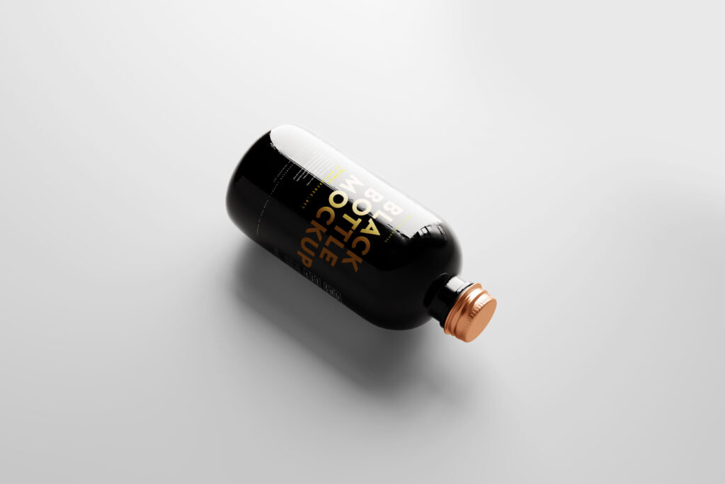 Glass Bottle Mockup of 5 Different Views
