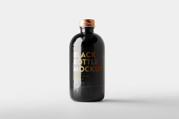 Glass Bottle Mockup of 5 Different Views