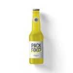 Glass Juice Bottle Mockup from a Top View