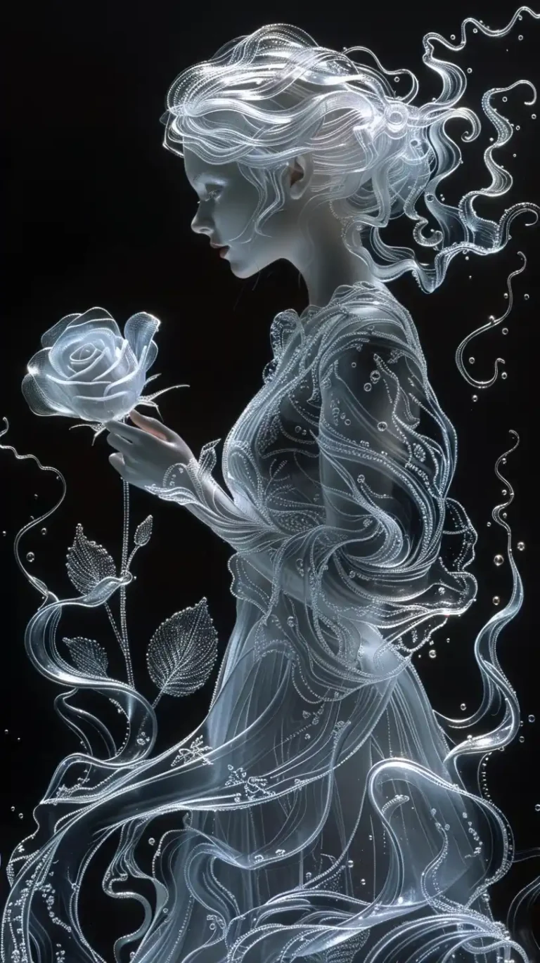 Glass Woman with Rose