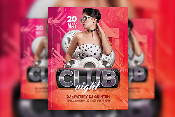 Glitter Futuristic Club Night Party Flyer Template