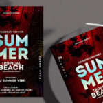 Glittery Tropical Summer Night Flyer Template