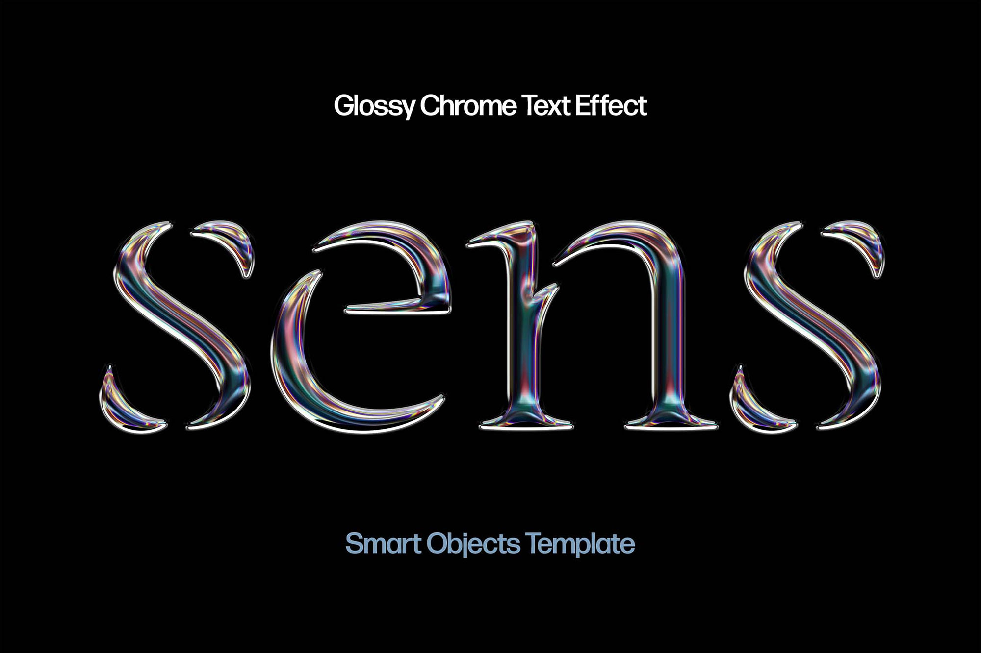 Free Glossy Chrome Text Effect PSD Template