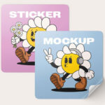 Glossy Stickers Mockup