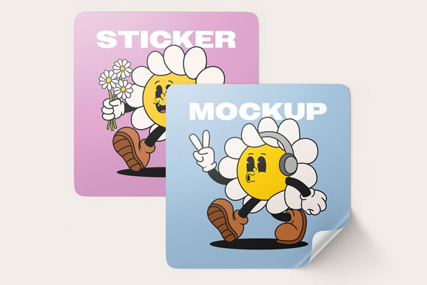 Glossy Stickers Mockup