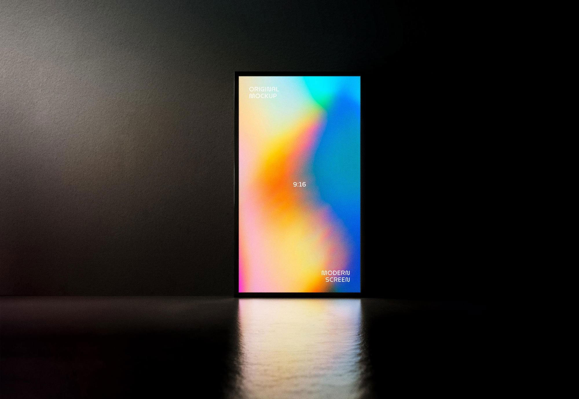 Free Glowing Screen Mockup PSD Template
