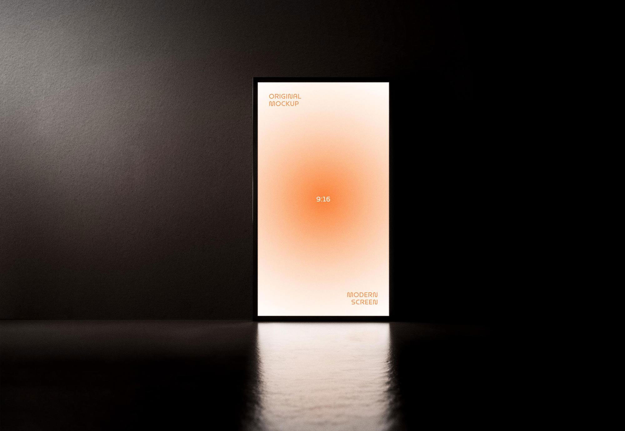 Free Glowing Screen Mockup PSD Template