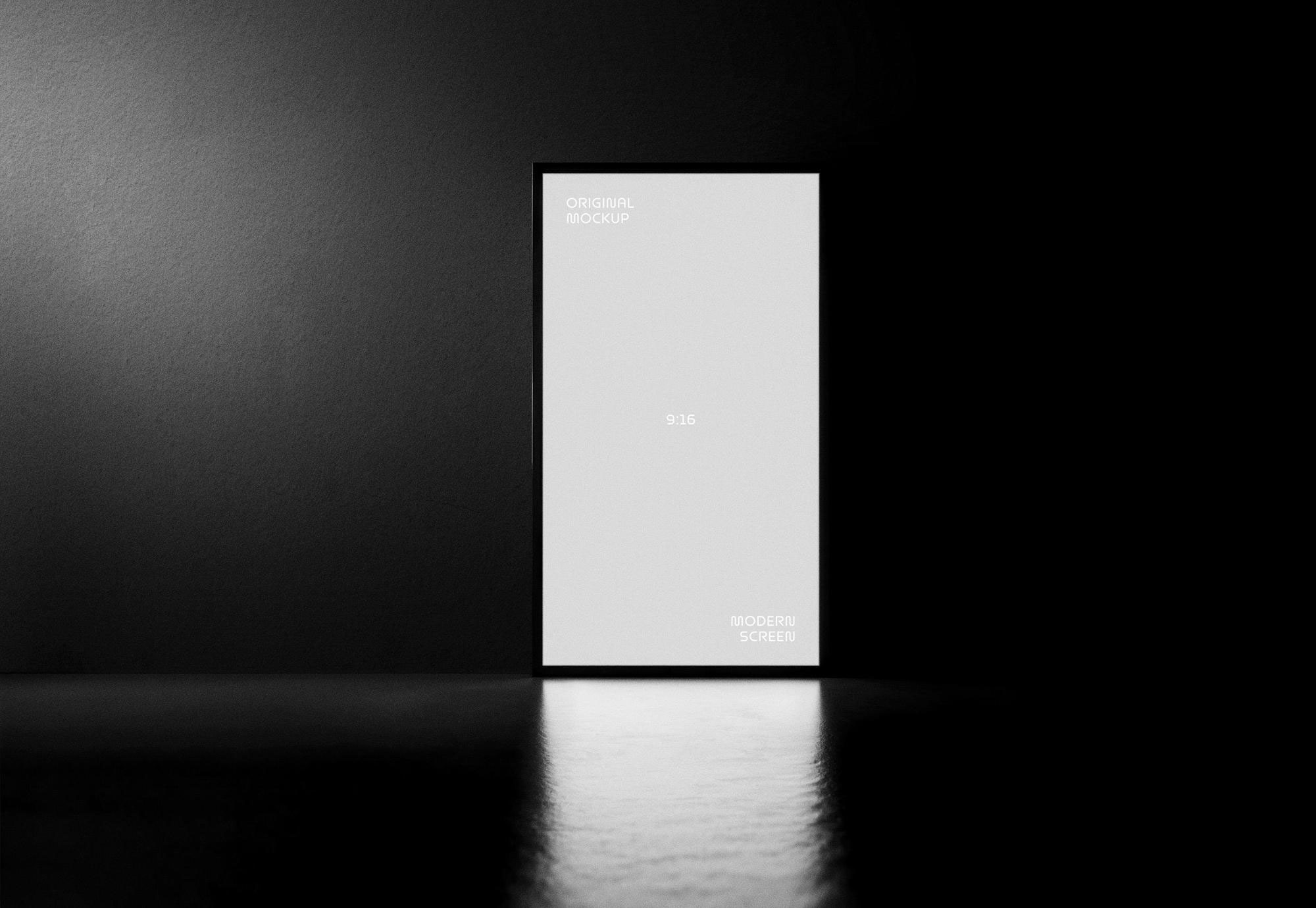 Free Glowing Screen Mockup PSD Template