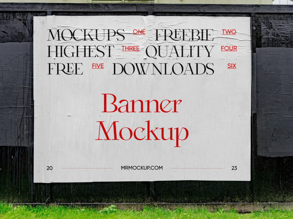 Glued Paper Banner Mockup in Facing Showcase