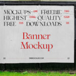 Glued Paper Banner Mockup in Facing Showcase