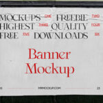 Glued Paper Banner Mockup in Facing Showcase