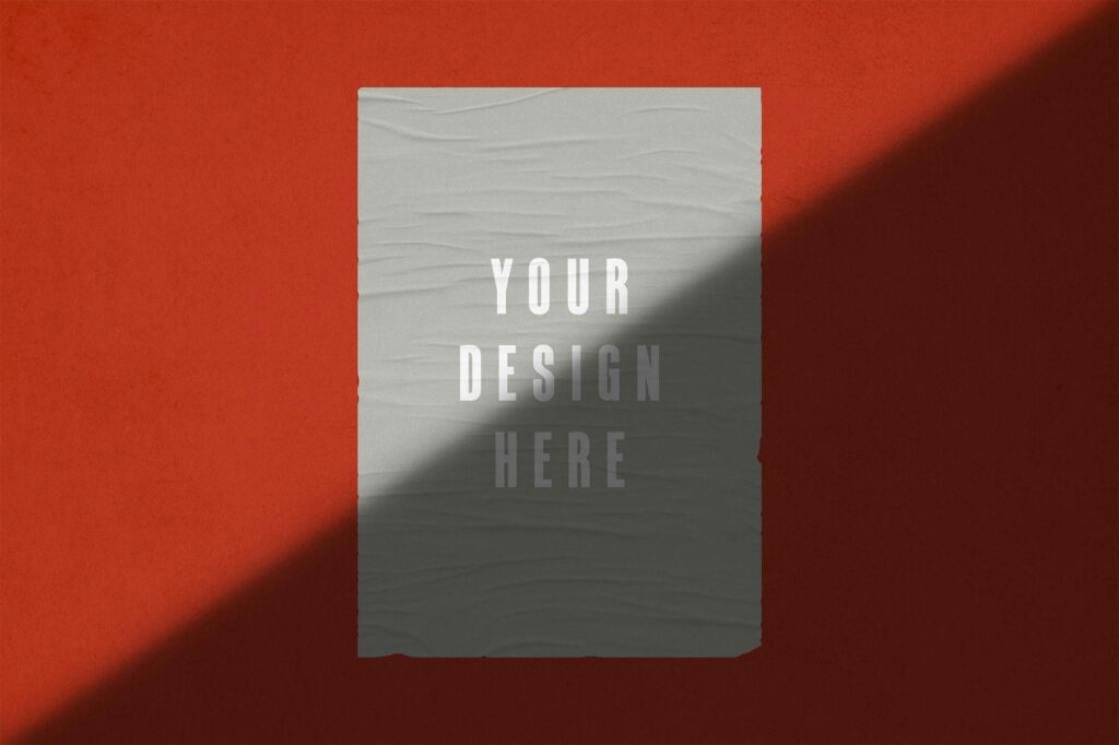 Glued Poster Mockup with Shadow Overlay