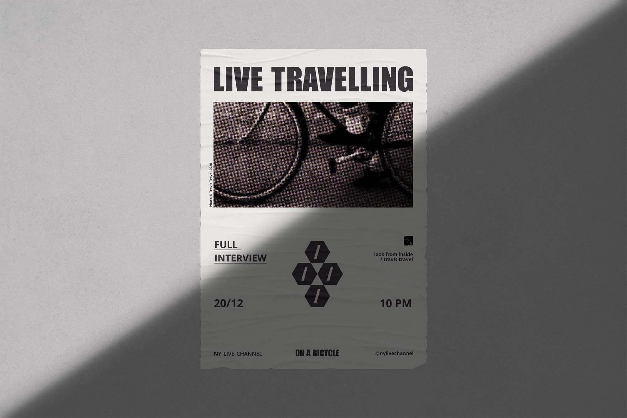Free Glued Poster Mockup with Shadow Overlay PSD Template
