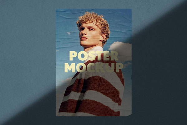 Glued Poster Mockup with Shadow Overlay