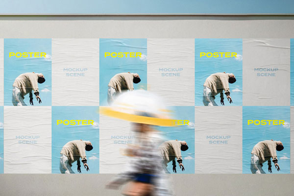 Glued Posters Mockup in Front Sight