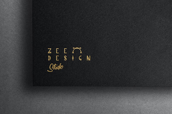 Gold Foil Logo on Floating Paper in Top View Mockup
