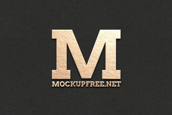 Golden Emboss Logo Mockup in Front Vision