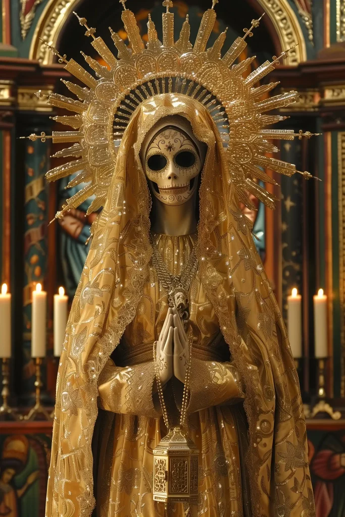 Golden Santa Muerte Shrine