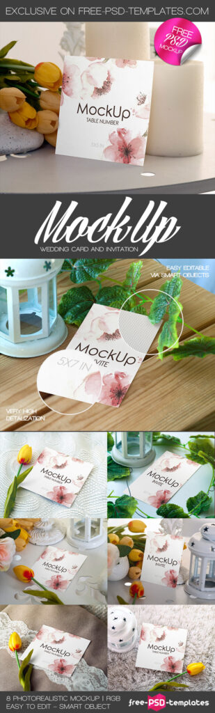 Gorgeous Wedding Card Mockup in Eight Different Setups