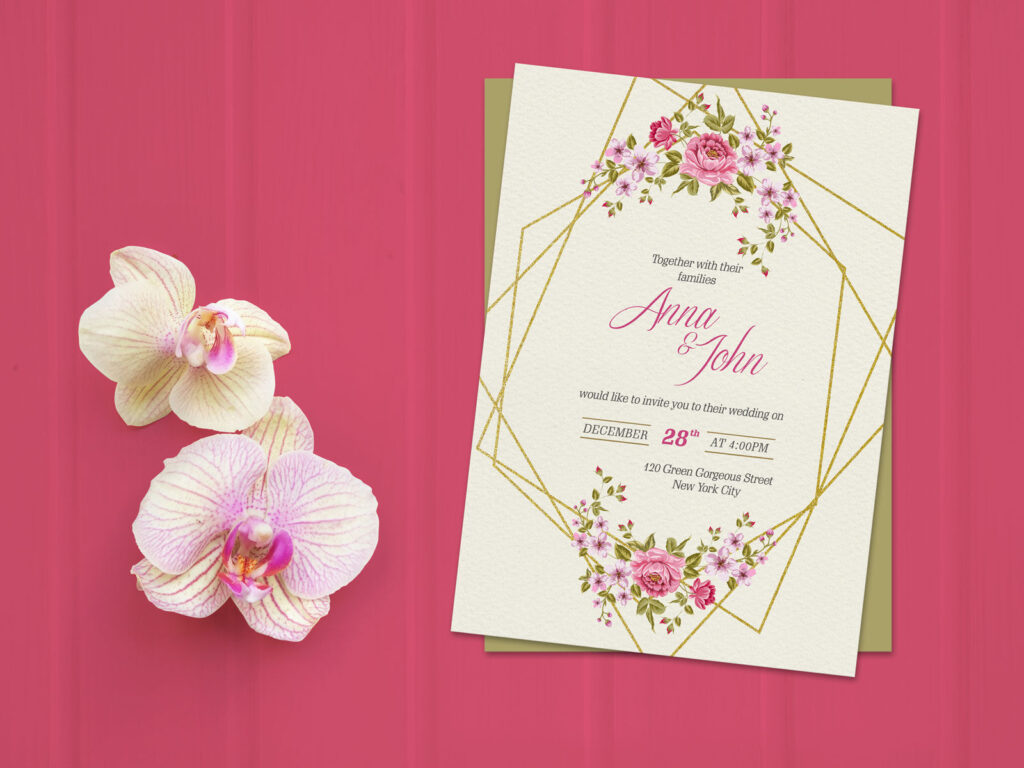 Gorgeous Wedding Invitation Card Mockup and Its Template