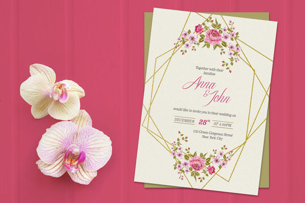 Gorgeous Wedding Invitation Card Mockup and Its Template