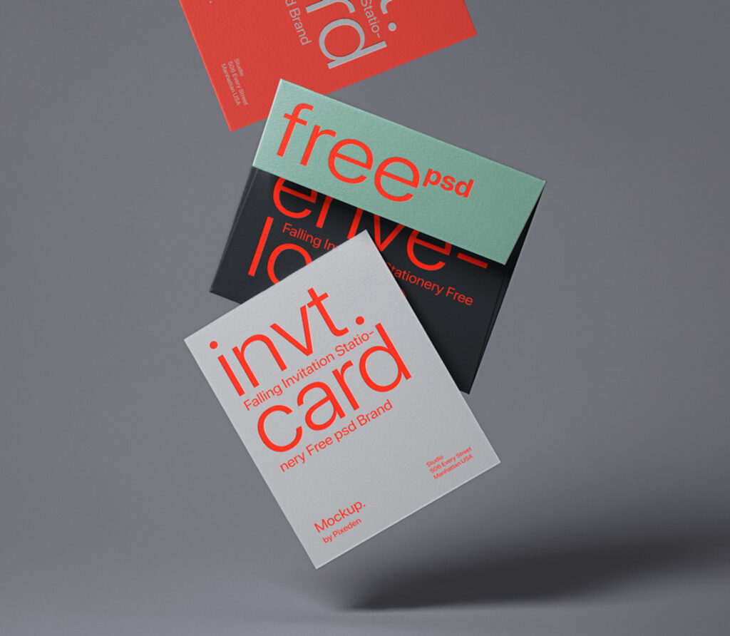 Gravity Card and Stationery Mockup in Facing View