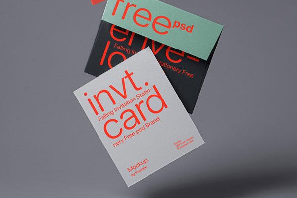 Gravity Card and Stationery Mockup in Facing View