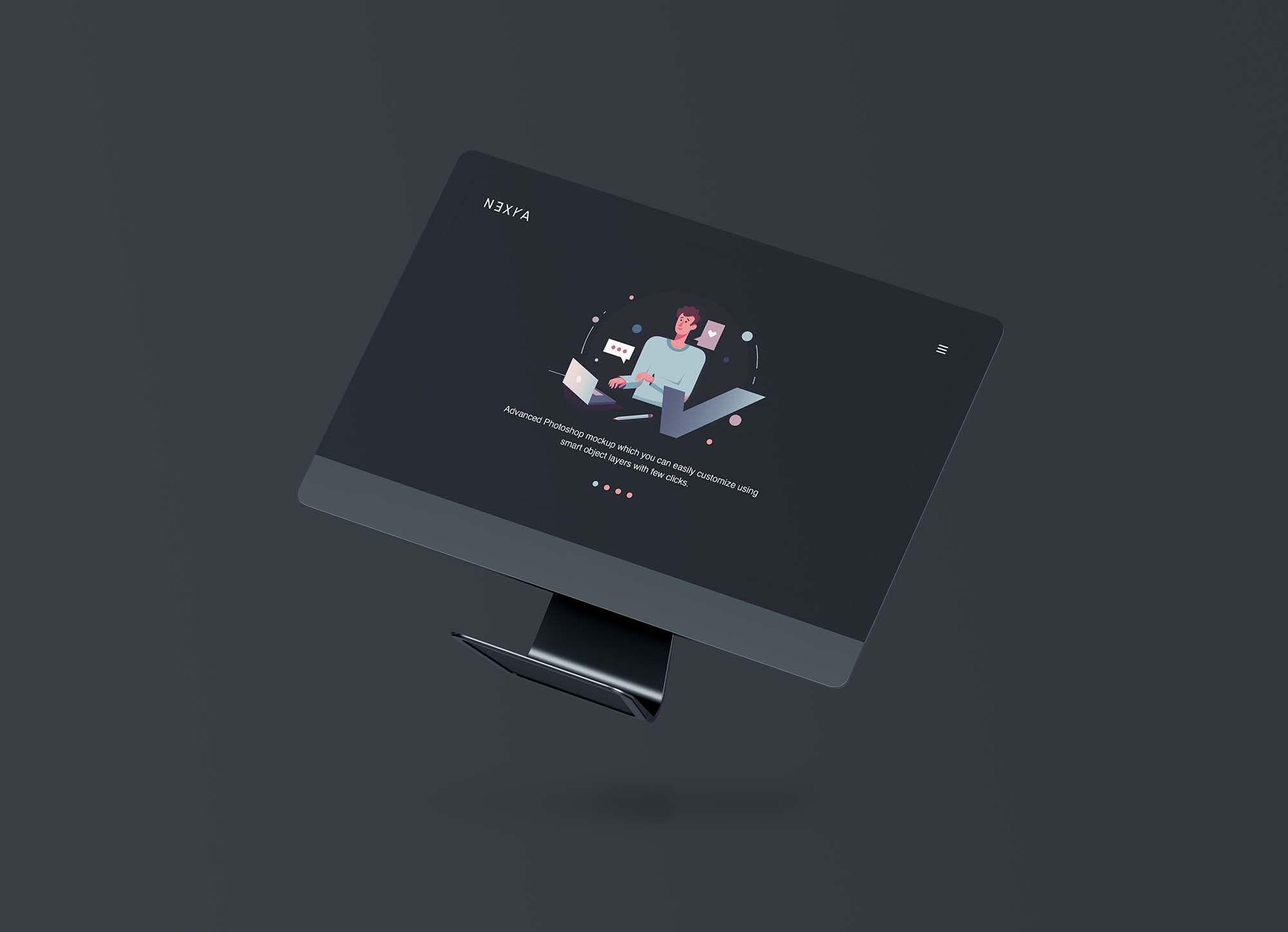 Gravity iMac Computer Screen Mockup FREE PSD