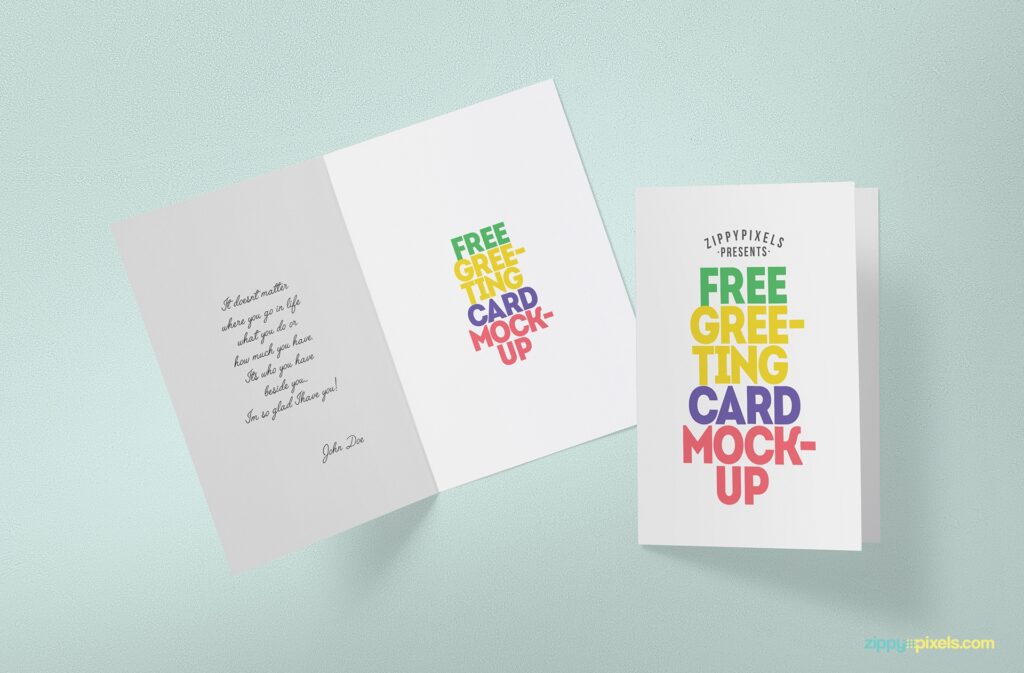 Greeting Card Mockup from a Top View