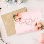 Greeting Card on Top of Envelope Mockup