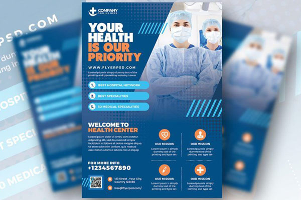 Grid Modern Health Care and Hospital Flyer Template flyer preview