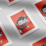 Grid of Flyers Placed on the Surface in Overhead View Mockup