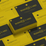 Grid Stack of Business Cards Mockup
