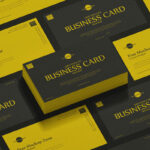 Grid Stack of Business Cards Mockup