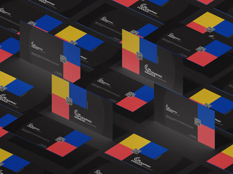 Grid Style Mockup Featuring Business Cards in Different Positions