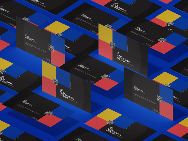 Grid Style Mockup Featuring Business Cards in Different Positions