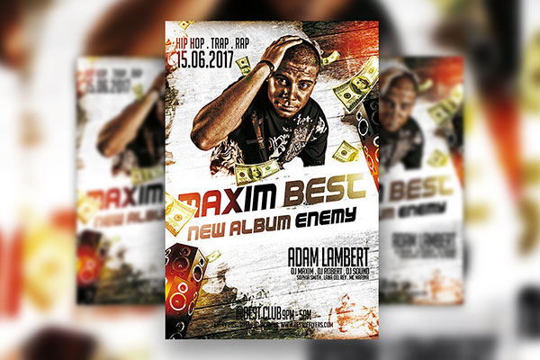 Grunge Guest Hip Hop DJ Flyer Template