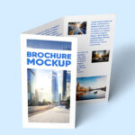 Half Closed Trifold Brochure Mockup