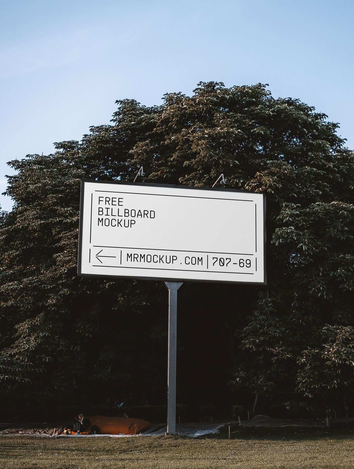 Half-side View Horizontal Billboard in Park Mockup FREE PSD