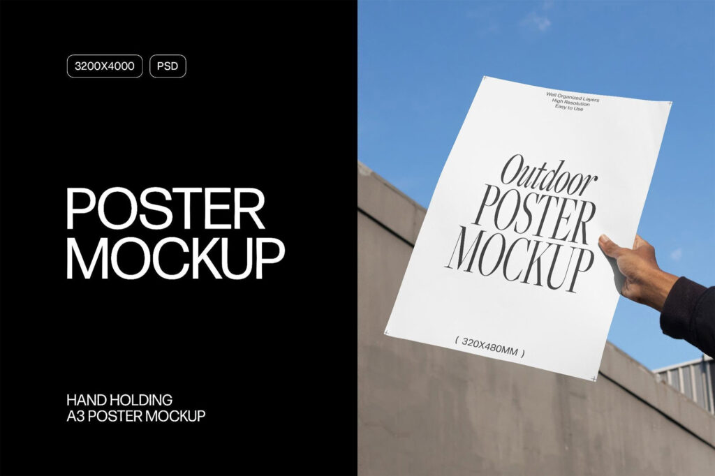 Hand Holding A3 Poster Mockup