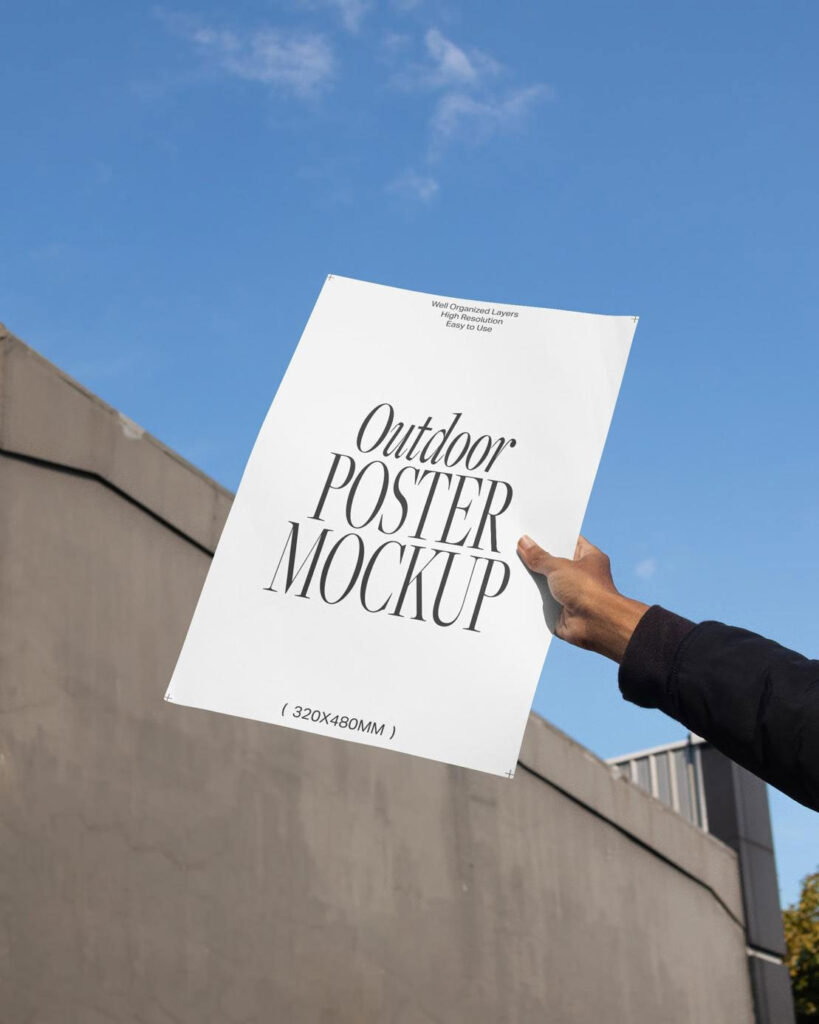 Hand Holding A3 Poster Mockup