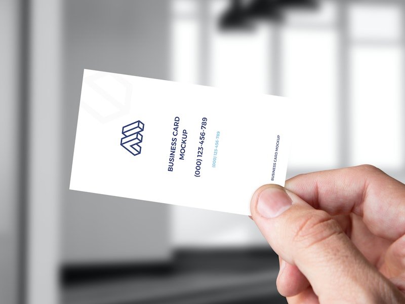 Hand Holding Business Card Mockup in Facing Sight