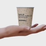Hand Holding Paper Coffee Cup Mockup in 3 Sights