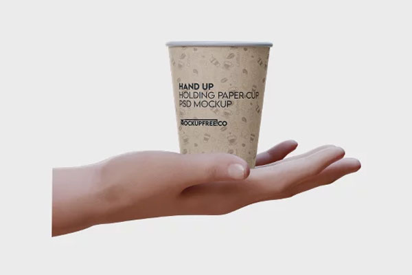 Hand Holding Paper Coffee Cup Mockup in 3 Sights