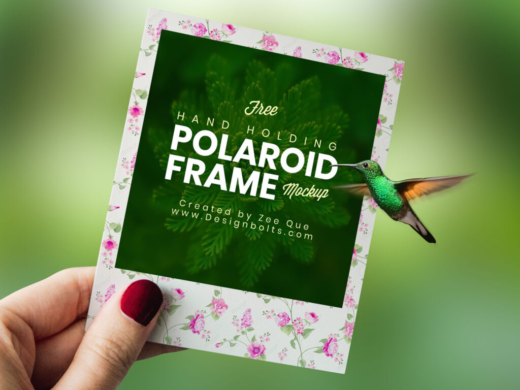 Hand-holding Polaroid Photo Frame Mockup