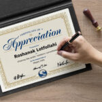 Hand Signing A4 Size Achievement Certificate Mockup