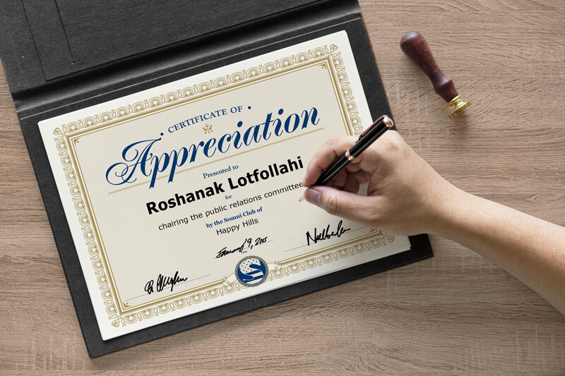 Hand Signing A4 Size Achievement Certificate Mockup