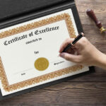 Hand Signing A4 Size Achievement Certificate Mockup