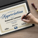 Hand Signing A4 Size Achievement Certificate Mockup